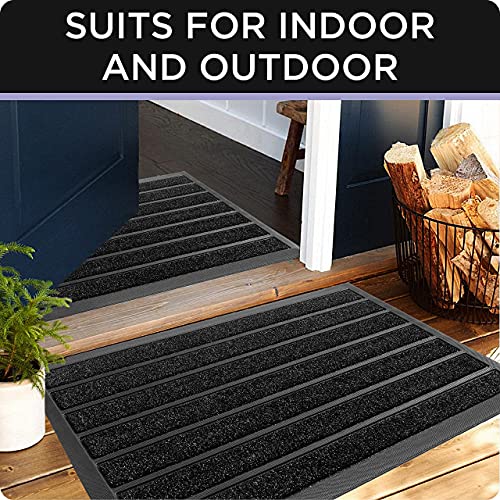 ubdyo Extra Durable Door Mat Outside Entrance (30" x 17", Bright Black) - color: Bright Black, size: 30" x 17" (Rectangular)