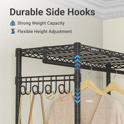 VIPEK R2 Plus Clothes Rack Heavy Duty Rolling Closet for Hanging Clothes - color: Black, size: R2 Plus