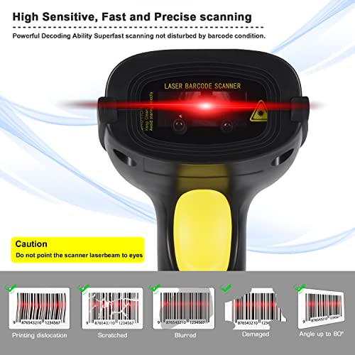 WoneNice Hands-Free USB Barcode Scanner with Stand for School Book Checkout