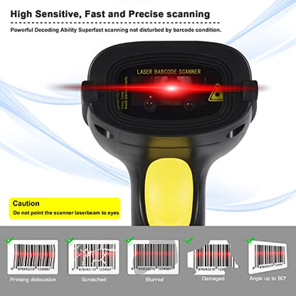 WoneNice Hands-Free USB Barcode Scanner with Stand for School Book Checkout