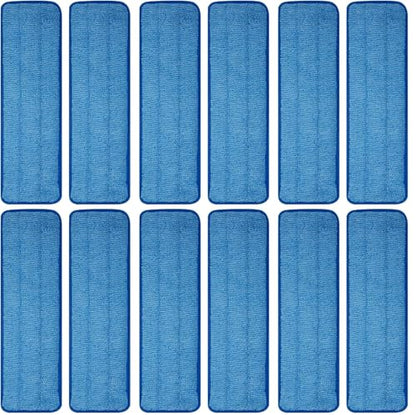 12 Pack of 18 inch Microfiber Pad Universal for Commercial/Industrial/Professional use. Fits 16-18 Inch Heads Heavy Duty Wet & Dry Cleaning Reusable Refills Fit for Most Flat Mops - size: 12