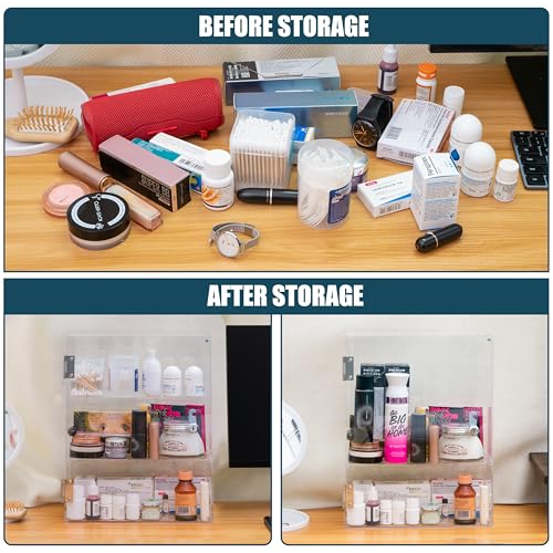Locking Display Case, Acrylic Display Case with Lock Key, Clear Countertop Display case with Shelves(11.8x5.9x15.7 inch, 4.9‑11in Adjustable Shelf Clearance) - size: Adjustable 4.9‑11in Shelf Clearance