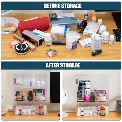 Locking Display Case, Acrylic Display Case with Lock Key, Clear Countertop Display case with Shelves(11.8x5.9x15.7 inch, 4.9‑11in Adjustable Shelf Clearance) - size: Adjustable 4.9‑11in Shelf Clearance