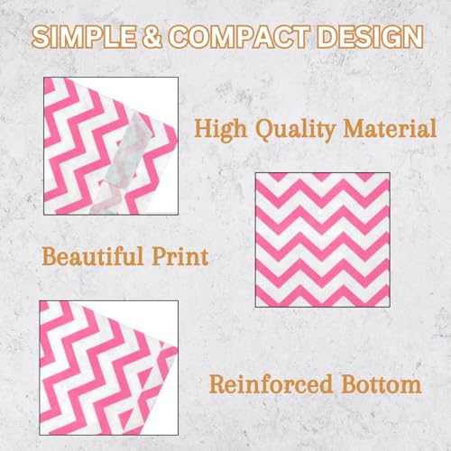 Novel Box 100 Pack Pink Chevron Print Flat Merchandise Bags 4x6 in - color: Pink Chevron, size: 4" x 6" Inches
