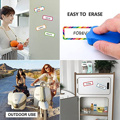 Magnetic Dry Erase Labels, 60-Pack, 3.2 x 1.2 in, 6 Colors
