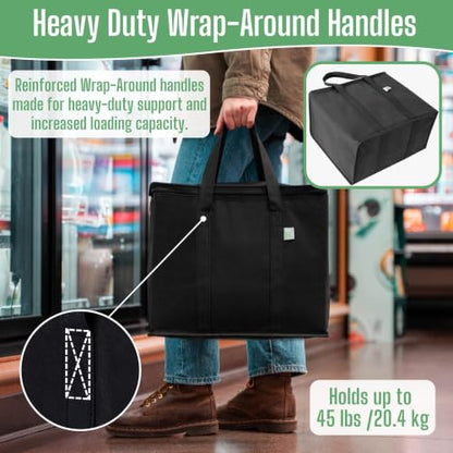 VENO 2 Pack Cooler Bag Insulated Grocery Bags for Food Delivery Heavy Duty - color: Black, size: 2 Pack