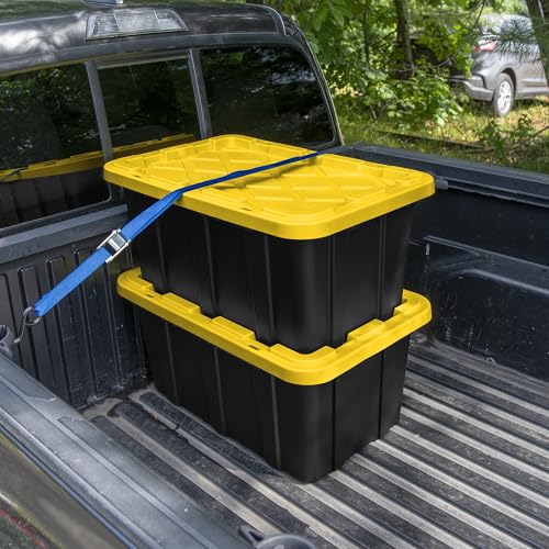 Sterilite Industrial Storage Tote with Lids for Garage, 17 Gallon, 12-Pack - size: 17 Gallon - Black/Yellow