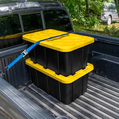 Sterilite Industrial Storage Tote with Lids for Garage, 17 Gallon, 12-Pack - size: 17 Gallon - Black/Yellow