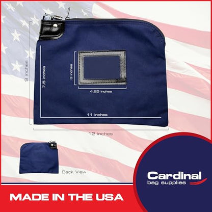 Locking Canvas Cash Bag, Navy Blue, 9 x 12 Inch - color: Navy Blue