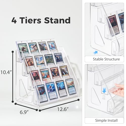DEEIF 4 Tier Acrylic Trading Card Display Stand, 2 Pack - size: 4 Tier, 2 Pack