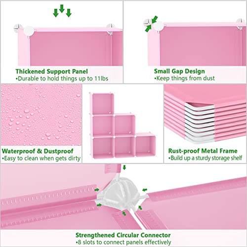 C&AHOME 6-Cube Storage Organizer Cube Shelf Closet Storage Bookcase, Pink - color: Pink