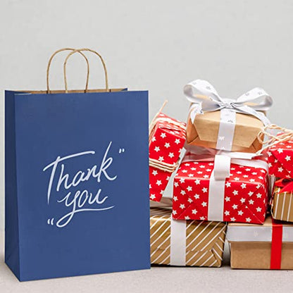 BagDream Large Paper Bags with Handles 13x7x17 Inch Navy Blue 50 Pack Bulk - color: Navy Blue