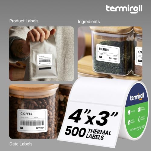 4x3 Direct Thermal Shipping Labels, 500 per Roll, Perforated - size: 4x3 - 1 Roll | 500 Labels