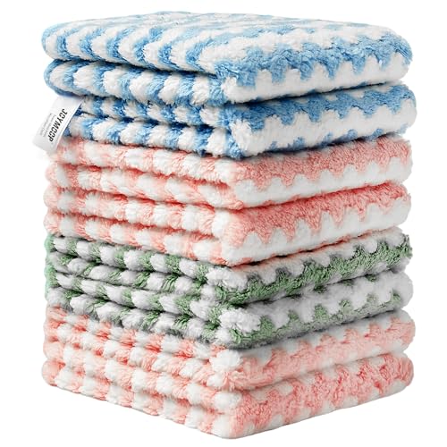 JOYMOOP Microfiber Cleaning Cloth, 8 Piece Set, Small/Medium, Multi Color - color: E