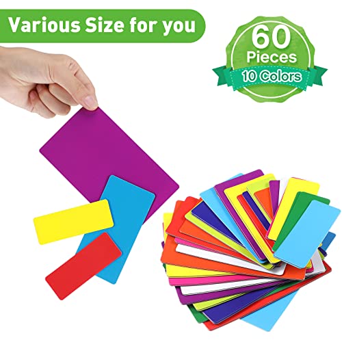 Mimorou 60 Pack 3 Sizes Dry Erase Magnetic Labels for Whiteboard, Rainbow