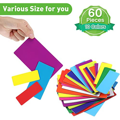 Mimorou 60 Pack 3 Sizes Dry Erase Magnetic Labels for Whiteboard, Rainbow