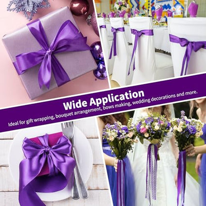 Mauproy Purple Satin Ribbon, 1-1/2 Inch, 50 Yards - color: Purple