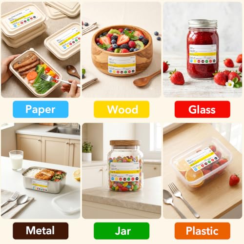 10 Rolls 2500 Pcs Restaurant Quality Shelf Life Food Rotation Labels Vinyl 2” x 3” Self-Adhesive Removable Freezer Food Labels Perfect for Reusable Containers Food Safety Date Sticker, Easy to Remove