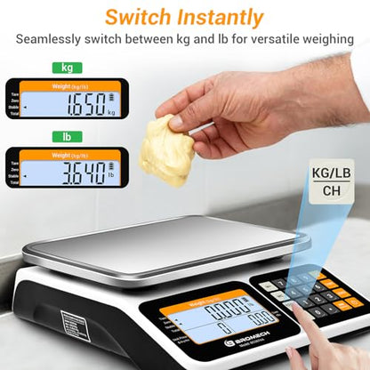 Commercial Scale 66lb/30kg Price Computing Scale for Farmers Market - color: Stainless Steel Scale Pan-Upgrade LCD
