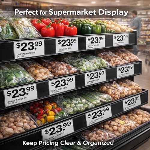 Fainne 25 Pcs Shelf Label Strips, 1.25" H X 48" L, Black - color: Black, size: 1.25"H X 48"L