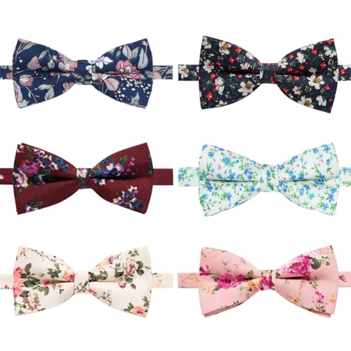 AUSKY 8 PACKS Elegant Adjustable Pre-tied Bow Ties for Men Boys (1&4&5&6&8 Pack for option) - color: A