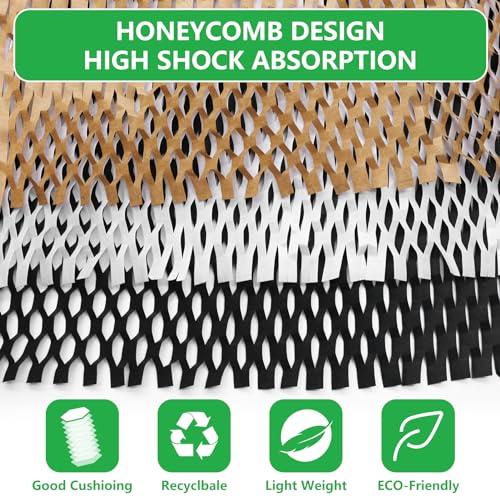 Honeycomb Packing Paper PINENUTS 15" x 131' Eco Friendly Packing Paper for Moving Recyclable Honeycomb Paper Bubble Paper Wrapping with 30 Fragile Sticker Labels and 66fthemp rope (Light purple) - color: Light Purple