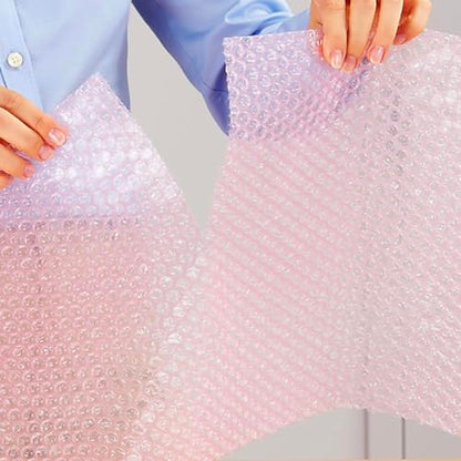 Mighty Gadget 100 ft Anti-static Small Bubble Perforated Every 12” Cushioning Wrap for Moving & Shipping Bubble Packing Wrap for Extra Protection Clear Bubble Roll Moving Supplies (Pink) - color: Pink