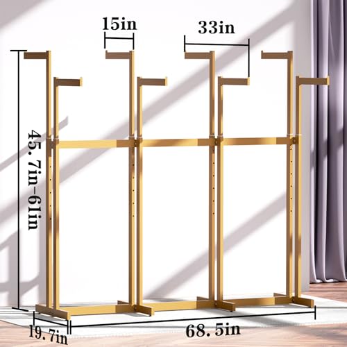 Retail Clothing Rack - for Hanging Clothes - Rolling Metal Garment Racks Heavy Duty, Gold Commercial Clothing Display Rack with Wheels, Tall Sturdy Stand Clothing Racking (8 Arm,Gold) - color: Gold, size: 8Arm