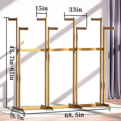 Retail Clothing Rack - for Hanging Clothes - Rolling Metal Garment Racks Heavy Duty, Gold Commercial Clothing Display Rack with Wheels, Tall Sturdy Stand Clothing Racking (8 Arm,Gold) - color: Gold, size: 8Arm