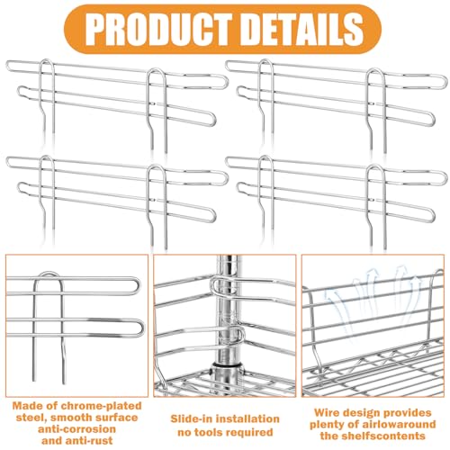 MorningRo 4 Pcs Silver Chrome Wire Shelf Ledge, 14" L x 4" H - color: Silver, size: 14" L X 4" H