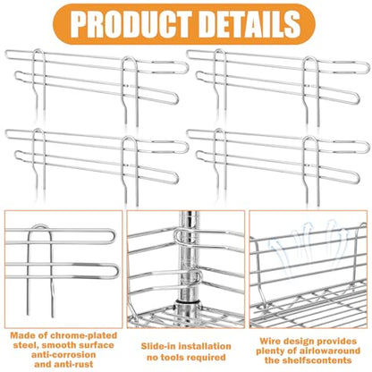 MorningRo 4 Pcs Silver Chrome Wire Shelf Ledge, 18" L x 5" H - color: Silver, size: 18" L X 5" H