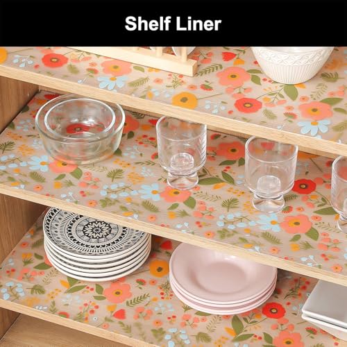 Cooyes Shelf Liner Non-Adhesive EVA Cabinet & Drawer Liner 15" x 120" - color: Green Poppy, size: 15"W x 120"L