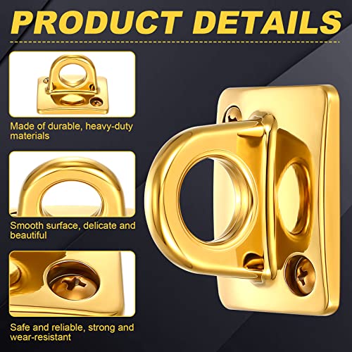 Shimeyao 2 Pcs Large Loop Wall Plate Circle Hook for Rope Barrier, Gold