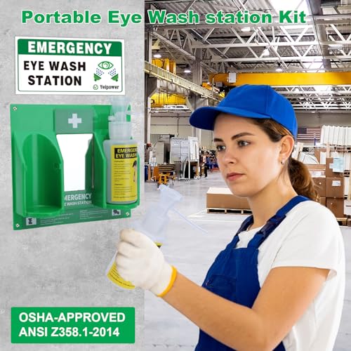 Portable Eyewash Station Kit OSHA-Approved - Yeipower Emergency Eye Wash Flush Bottles Wall Mounted 16oz No Solution - color: 1 Pcs