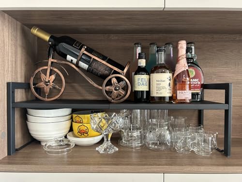 Expandable Cabinet Shelf 7.9"D Adjustable Countertop Riser Metal Rack Black - color: Black, size: 7.9"D (normal) - 1 Pack