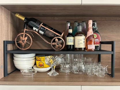 Expandable Cabinet Shelf 7.9"D Adjustable Countertop Riser Metal Rack Black - color: Black, size: 7.9"D (normal) - 1 Pack