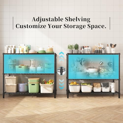 45" Small Wire Shelving Unit, 3-Tier Utility Storage Rack - color: Black, size: 45" L x 20" W x 47" H