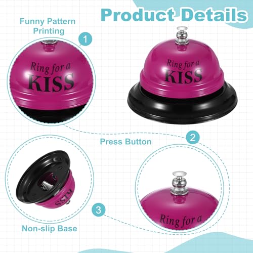 PATIKIL Desk Bell, 3.3" Service Call Bell Ringing, KISS, Rose Red - color: Rose Red(kiss)