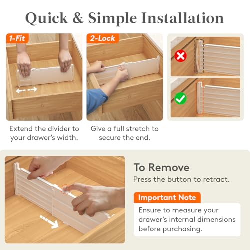 Lifewit 5" Tall Drawer Dividers, Adjustable Deep Drawer Organizer Clothes - size: 5"H, 11.5-18.5"L