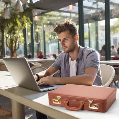 LOCKCURX Briefcases for Men, Anti-Theft Dual Lock Briefcase, 16 Inch Laptop - color: Brown, size: Combination Lock