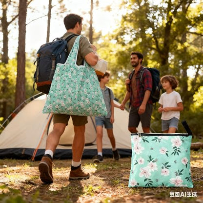 CISMARK Extra Large 50lbs Foldable Reusable Shopping Bags kitchen reusable grocery bags Washable Polyester Bags in Pocket - color: C