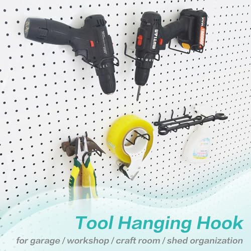 Square Pegboard Hooks 12pcs Dual-Brace Flat L Racks Peg Board (Black) - color: Black