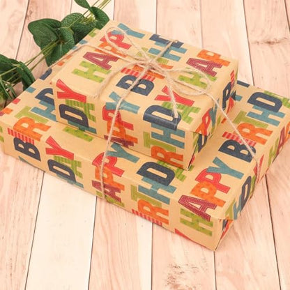 Birthday Wrapping Paper, Gift Wrapping Paper Boy Roll - 17 inch X 32.8 Feet - color: Happy Birthday-B