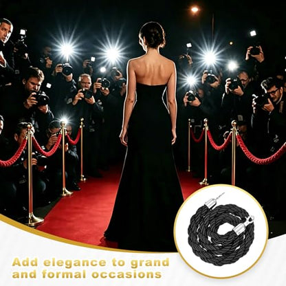 PATIKIL Velvet Stanchion Ropes, (3.9Ft x1.1 Inch, Black) (1Pcs), Velvet Ropes Crowd Control Queue Barrier with Silver Buckle, Suit for - Carpet Events/Hotels/Movie Theaters/Grand Openings - color: Black Rope, Silver Buckle