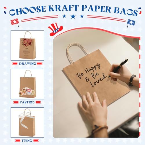 MESHA Brown Paper Kraft Gift Bags with Handles 8x4.25x10.5 Inch 500 Pack - color: Brown 8x4.25x10.5 Inch, size: 8x4.25x10.5 Inch (Pack of 500)