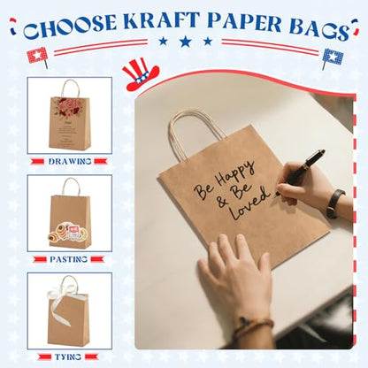 MESHA Brown Paper Kraft Gift Bags with Handles 8x4.25x10.5 Inch 500 Pack - color: Brown 8x4.25x10.5 Inch, size: 8x4.25x10.5 Inch (Pack of 500)