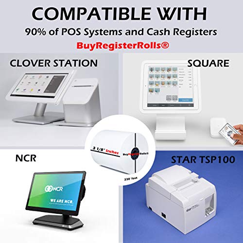 (10 Rolls) 3 1/8 x 230 thermal paper square POS cash register thermal receipt paper rolls bpa free BuyRegisterRolls - size: Pack of 10, style: BPA Free Thermal