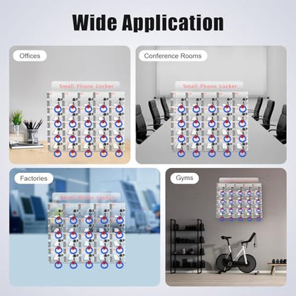 20 Slots Cell Phone Locker Box, Acrylic Cell Phone Storage Cabinet with Individual Key Locks Desktop & Wall Mounted Phone Organizer for Office School Factory - size: 20-Slot Acrylic