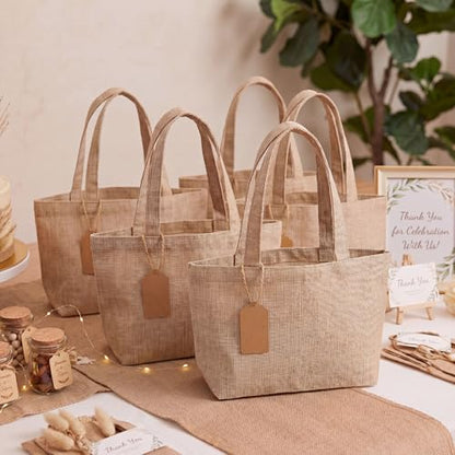 Aliceset 24 Pcs Mini Burlap Tote Bags,9 x 6.3 x 3.2 Inch,Light Brown - color: Light Brown, size: 9 x 6.3 x 3.2 Inch