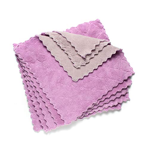 kimteny Microfiber Dish Cloths for Washing Dishes 5 Pack, Purple-Grey - color: Purple-grey